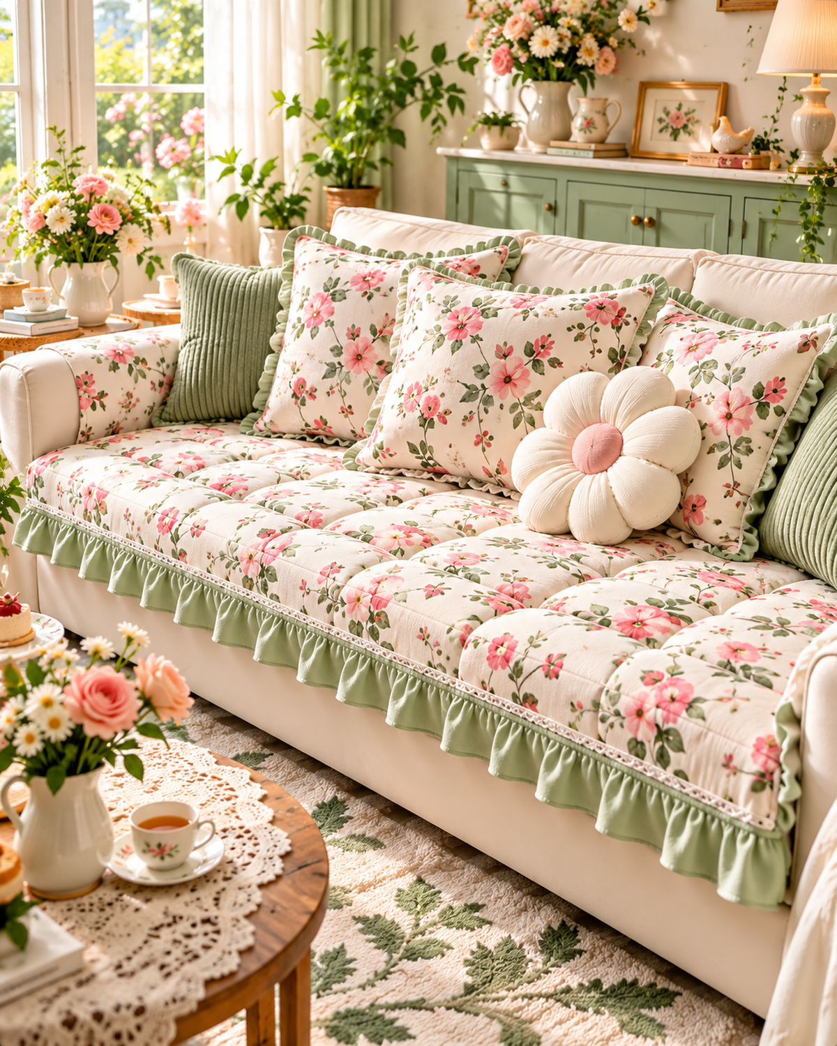 Floral Cottage Sofa Cushion
