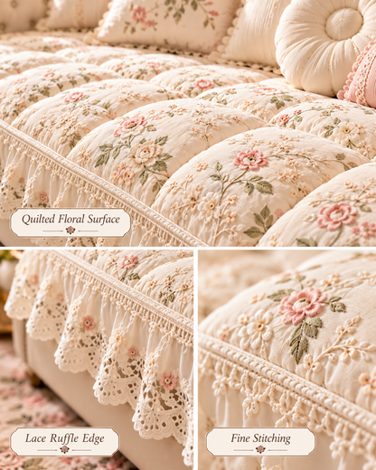 French Lace Floral Sofa Cushion Detail