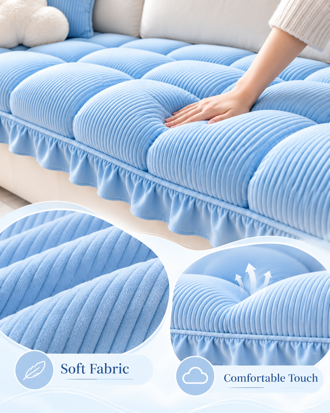 Blue Cloud Sofa Cushion Detail