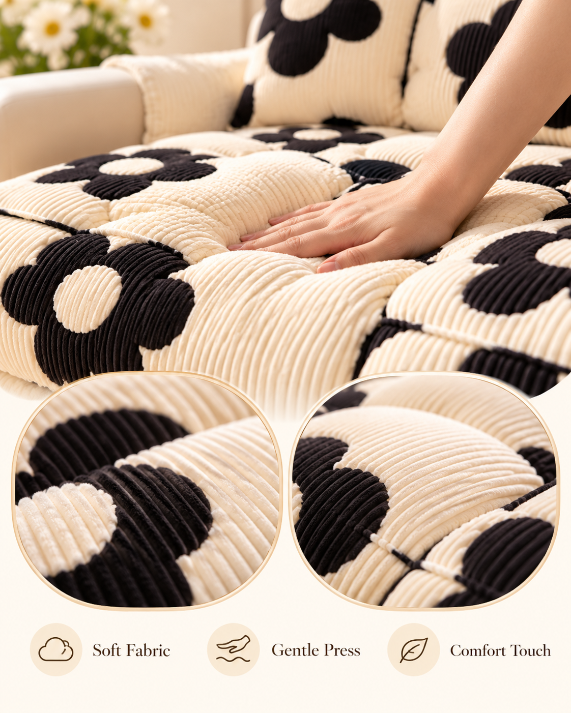 Retro Floral Sofa Cushion Detail