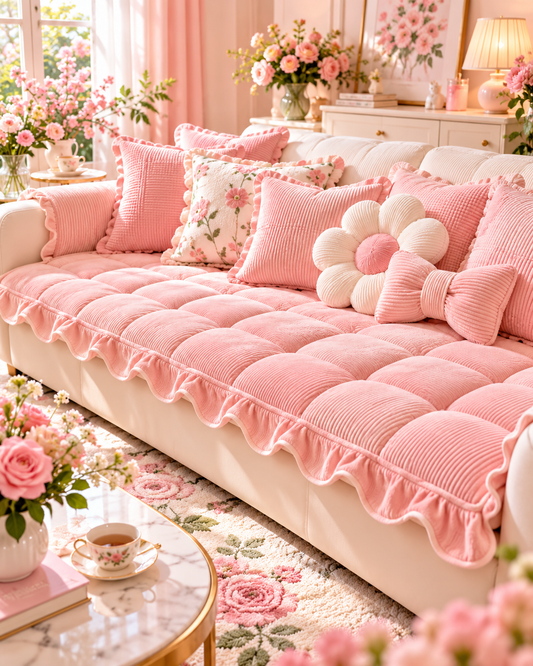 Pink Ruffle Sofa Cushion