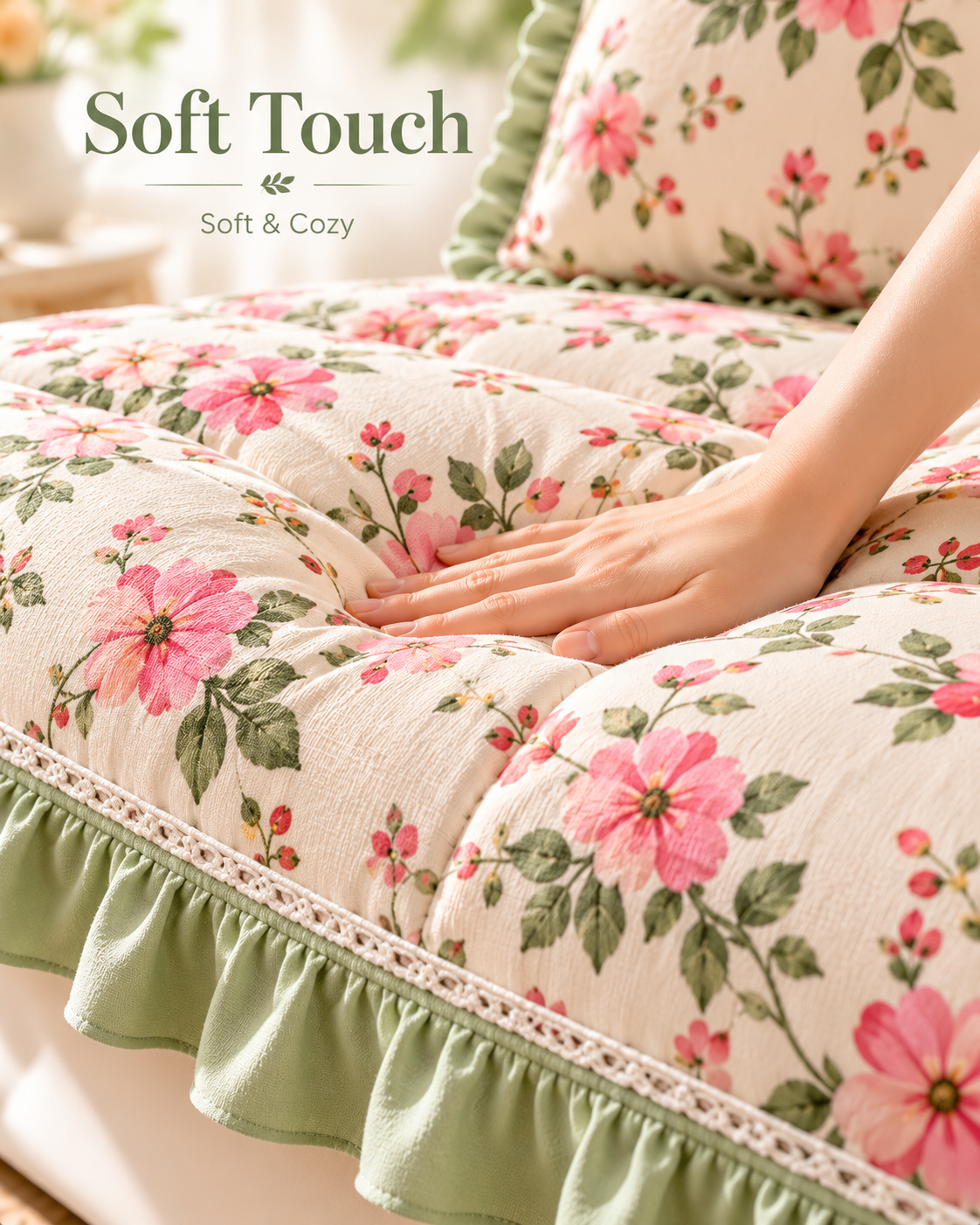 Floral Cottage Sofa Cushion Detail