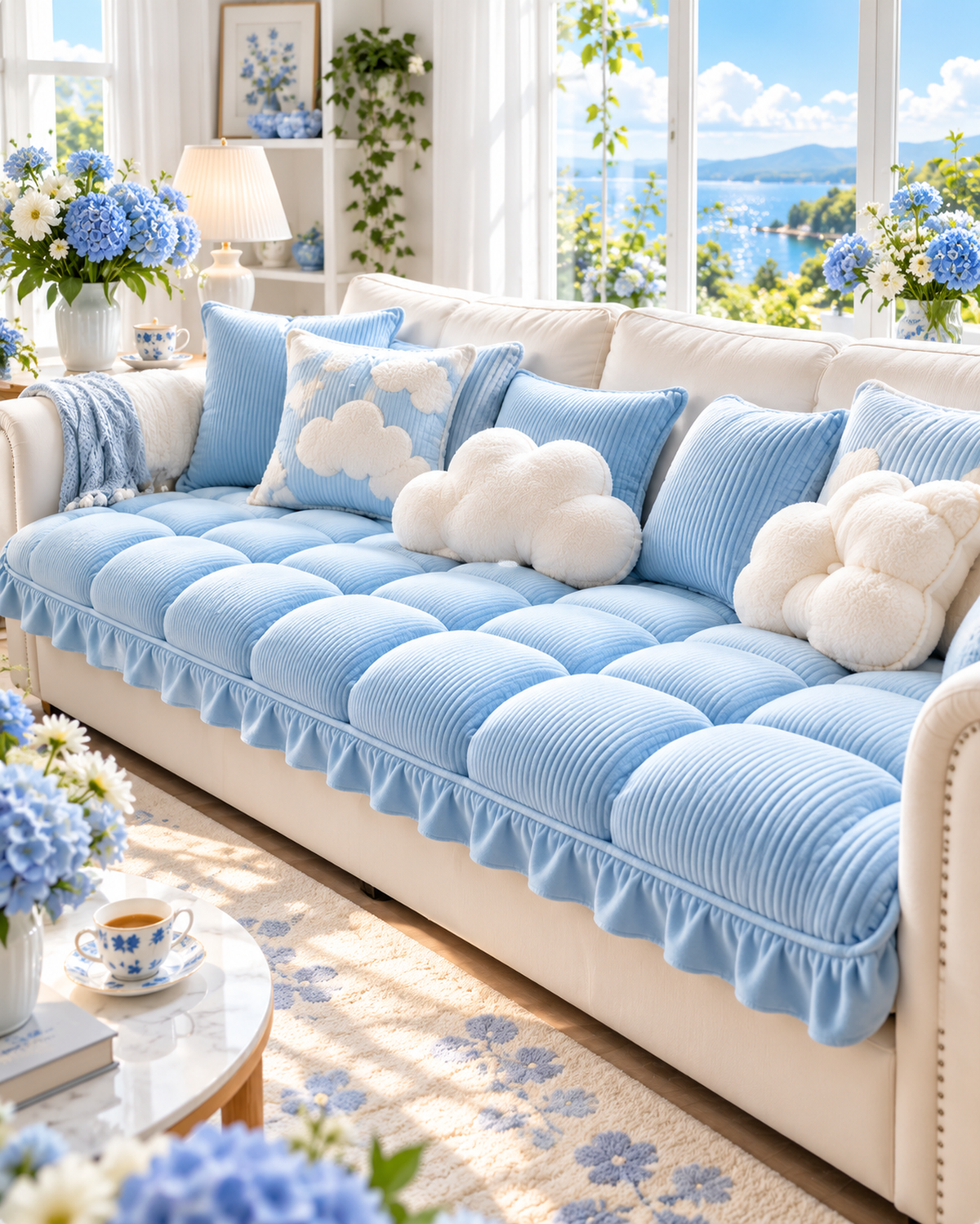 Blue Cloud Sofa Cushion