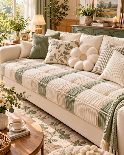 Green Stripe Sofa Cushion