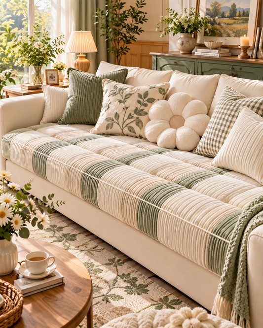 Green Stripe Sofa Cushion