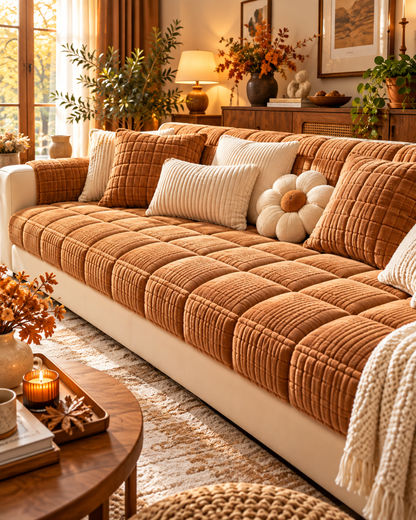 Caramel Quilted Sofa Cushion