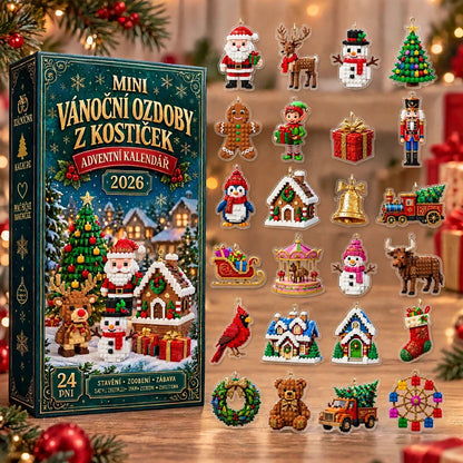 Adventní kalendář s 24 vánočními mini ozdobami z kostiček