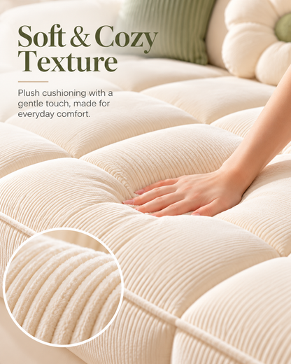 Cream Quilted Sofa Cushion Detail