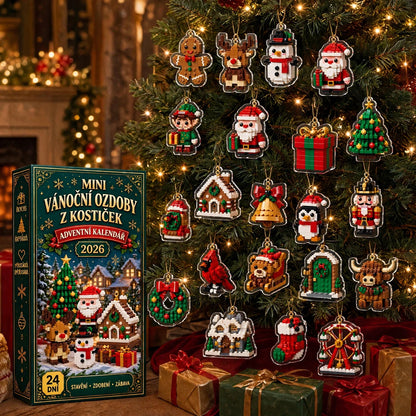Adventní kalendář s 24 vánočními mini ozdobami z kostiček