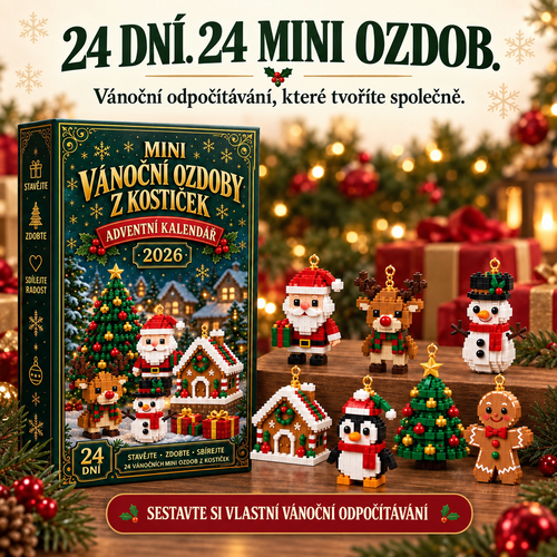 Adventní kalendář s 24 vánočními mini ozdobami z kostiček