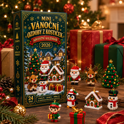 Adventní kalendář s 24 vánočními mini ozdobami z kostiček
